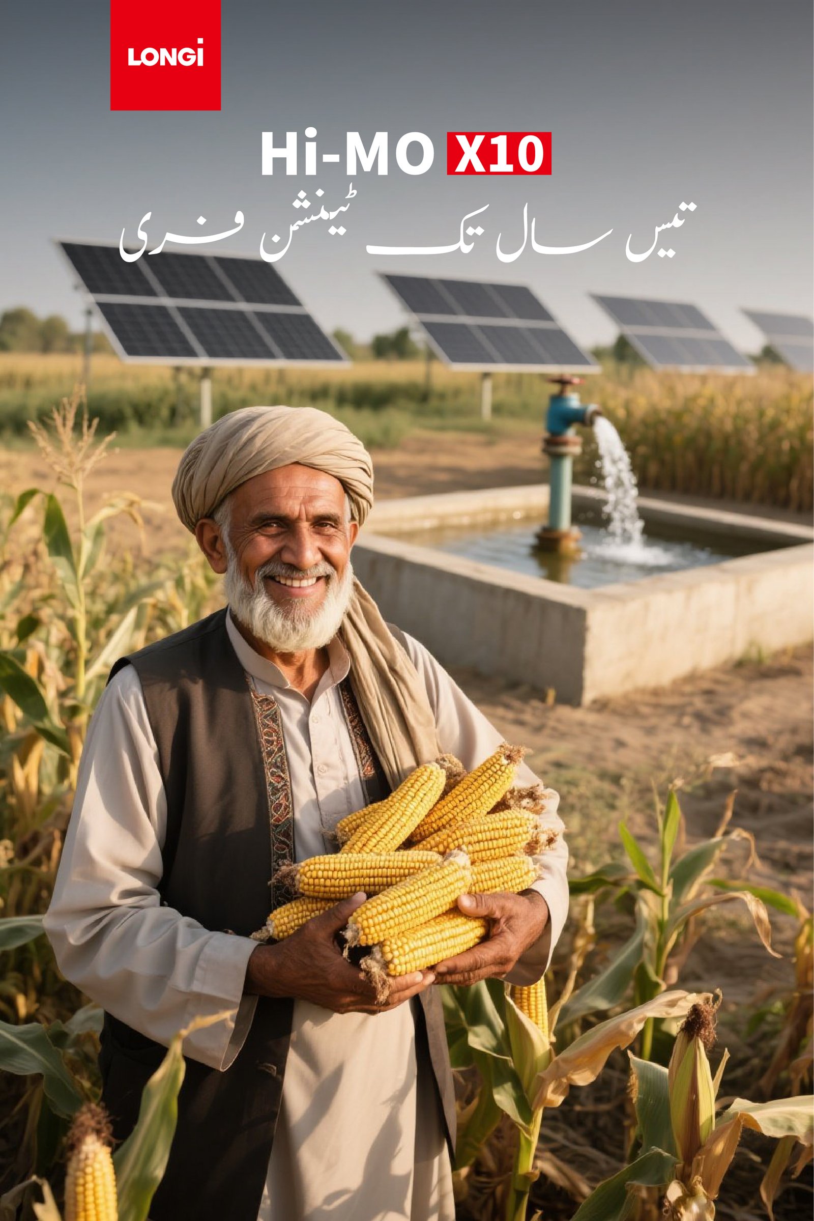 LONGi سولر زرعی پمپ — مکئی کا کھیت